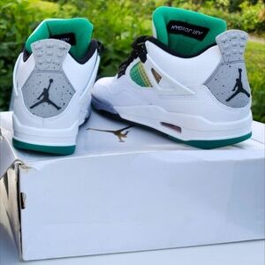 Jordan Retro 4 White Green Black Gray